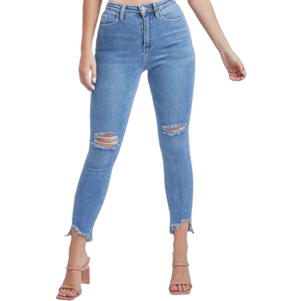 YMI Jeans | High Rise Denim Jean Pant Distressed, 5 Pockets, Stretch (11/30) - Picture 2 of 7